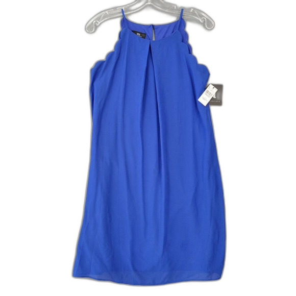 IN Blue Cobalt Mini Dress NEW $59 Sleeveless Sundress Pleated Scoop Women Size M - Picture 1 of 10